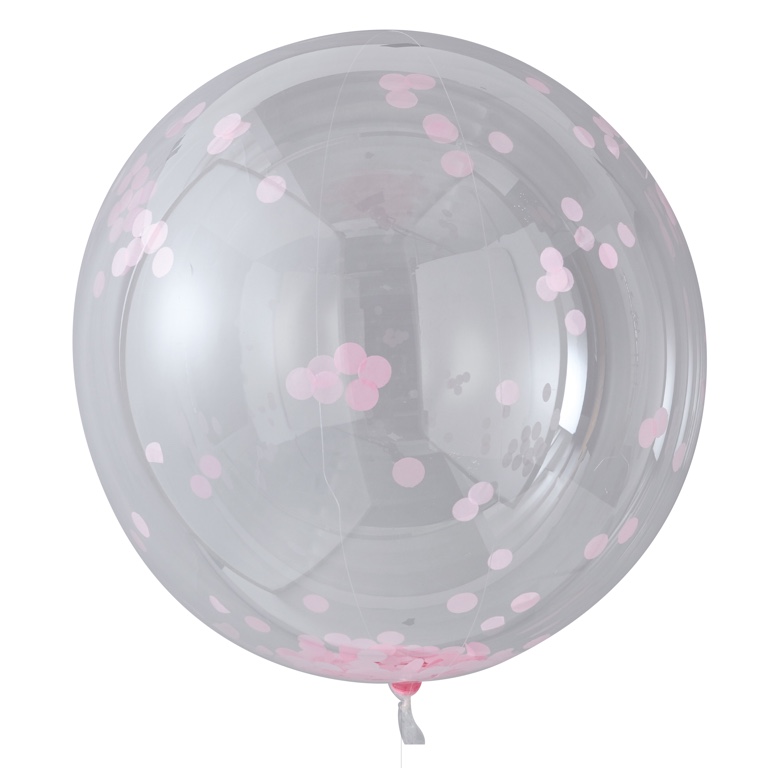 Konfetové Guľaté Balóny - 90 cm - Ružová (3ks)